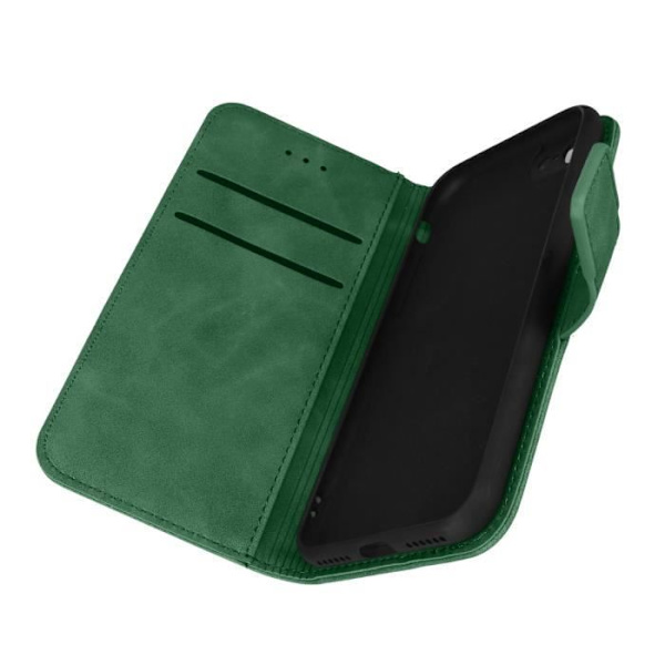 iPhone SE 2020, 8 ja 7 Case Suede Effect Wallet Video Support Forcell vihreä grön