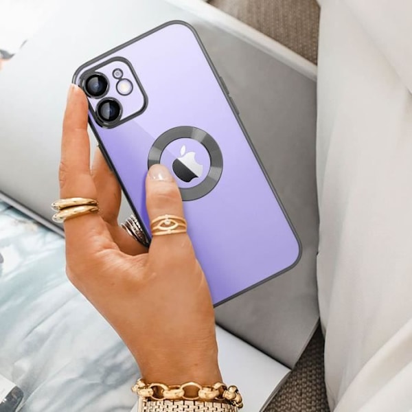 Coque iPhone 12 - AVIZAR - Sikker - Sort Krom - Kamera Beskyttelse - Adgang til Funktioner Noir Chromé