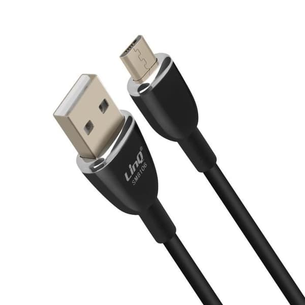USB-kabel till Micro-USB - LinQ - Snabbladdning 3A - 1.2m - Svart - Datasynkronisering