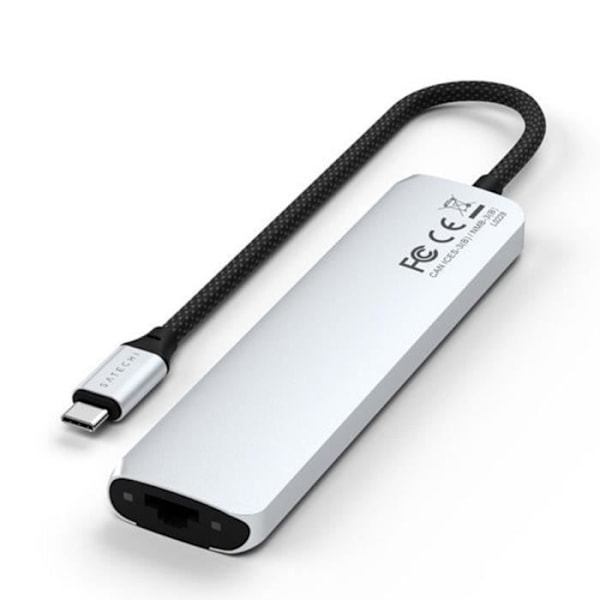 Hub USB-C Multiport 7-i-1 - Satechi - Sølv - Ethernet 1Gbit - Power Delivery 100W - HDMI 4K 60Hz