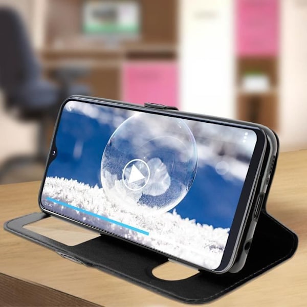 Päällys Samsung Galaxy A20e:lle - AVIZAR - Kaksoisikkunasuoja - Stand-toiminto - Musta Svart