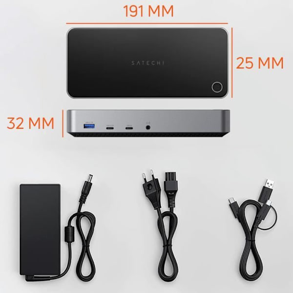 Hub - SATECHI - iMac/MacBook - Tredubbelskärm - 4K-upplösning - USB-C 100W