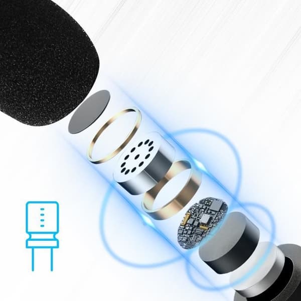 Micro Cravate - PULUZ - Salama - Suuntaamaton - Tuulenestomikrofoni - 1.5m