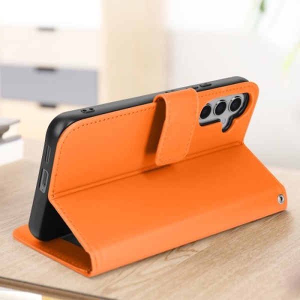 AVIZAR Frog Plånboksfodral till Samsung S24 - Orange - Lutande videostöd - Integrerade fack Orange