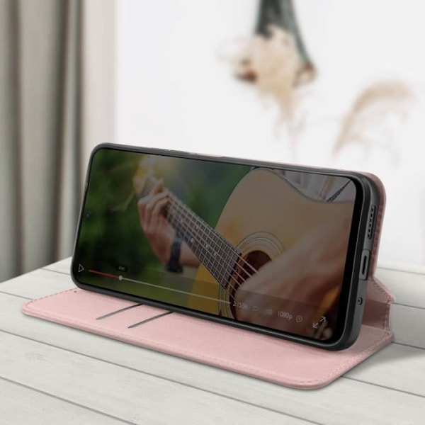 Fodral till Xiaomi Redmi 12 - AVIZAR - Korthållare, Videostöd, Magnetic Flip - Rosa Rosa