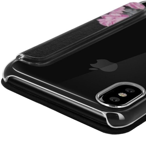Hus iPhone X / XS Plånboksfodral Lotusblomma Akashi Transparent Skal Svart
