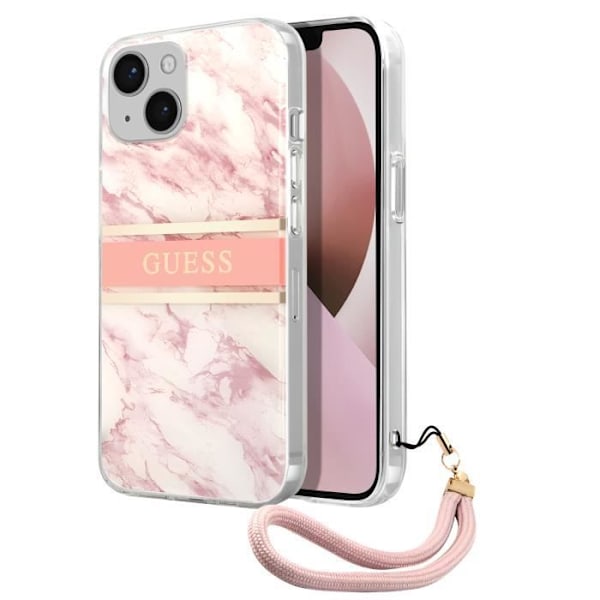 Coque för iPhone 13 Mini Med Förhöjda Kanter och Avtagbar Rem Guess Rosa Rosa