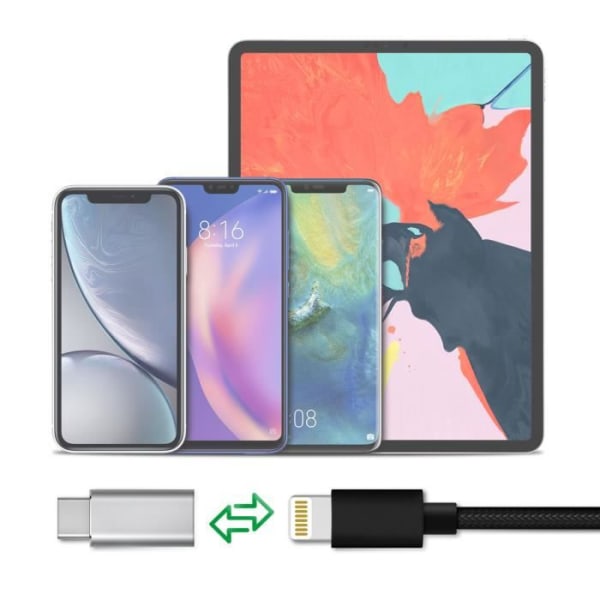 iPhone-sovitin USB-C:hen Lataus ja Synkronointi - AVIZAR - Musta