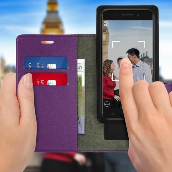 Smartphone Etui - Universel - Portefeuille Housse - Violet - 4,8 til 5,3'' - Fleksibel Violett