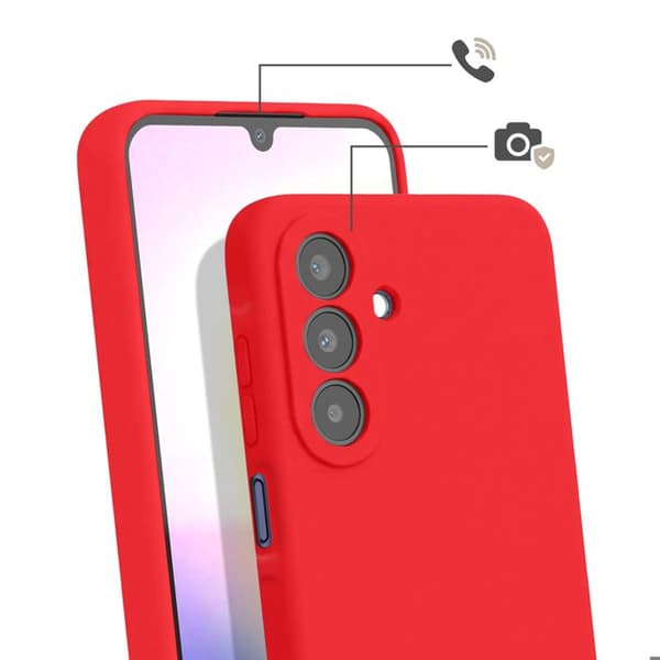 Silicone cover til Samsung Galaxy A25 5G med rød halsrem Röd