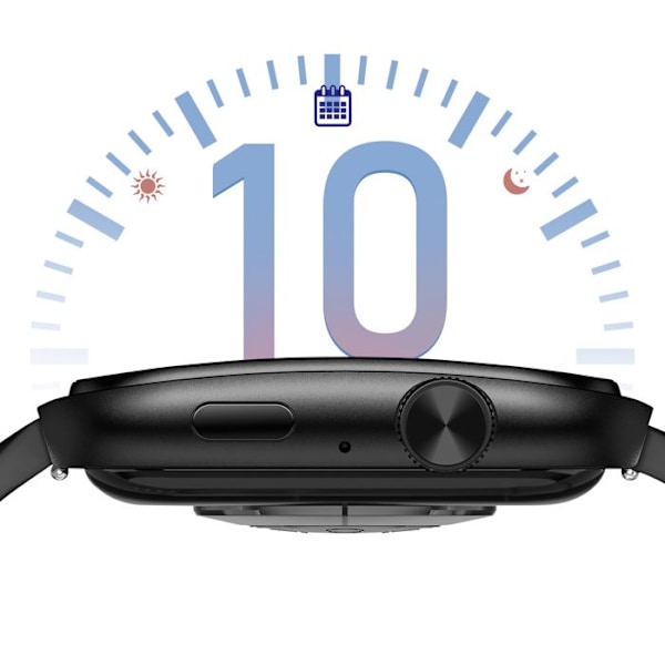Montre Connectée Touchskærm 1,85" Sundhed Notifikationer 10 Dage Akashi Sort Svart