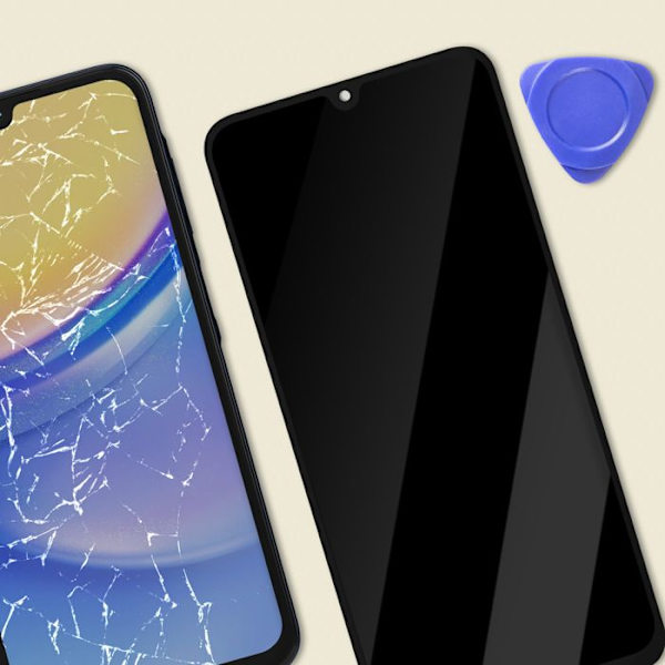 LCD-skärm + pekglas för Samsung Galaxy A15 med svart ram Svart