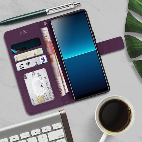 Housse Folio - AVIZAR - Sony Xperia L4 - Violet - Blød Etui - Magnetisk Lukning Lila