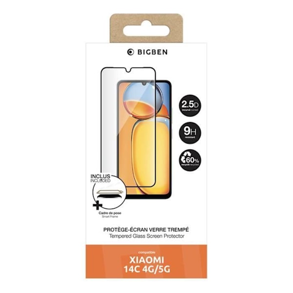Skærmbeskyttelse - BigBen - Xiaomi Redmi 14C 4G/5G - Hærdet Glas 2.5D - Modstand 9H - Anti-fingeraftryk Transparent