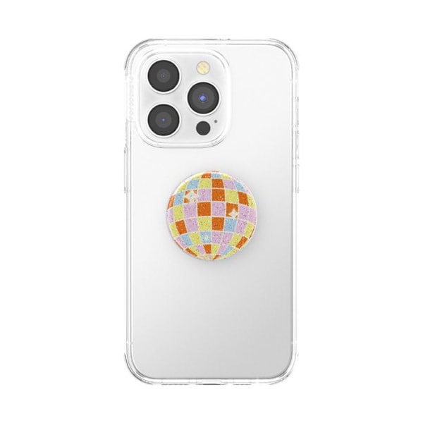 PopGrip Universel Klæbende Retro Disco Mønster med Stand Funktion PopSockets Multifarvet Svart