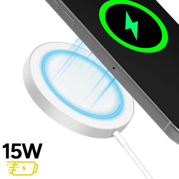 Magnetisk Magsafe-laddare 15W för iPhone 15 Pro Mayaxess Vit Vit