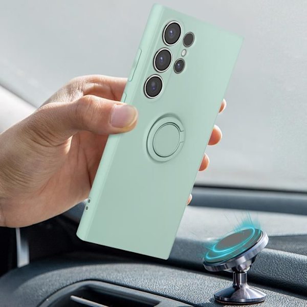 Fodral till Samsung Galaxy S24 Ultra - AVIZAR - Flexibel Silikonstödring - Ljusgrön Grön
