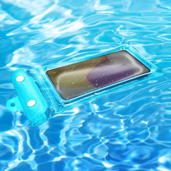 Vattentålig Smartphone-fodral - Universell - Turkos - Taktile membran - Justerbar handledsrem - 22x11 cm Turkos