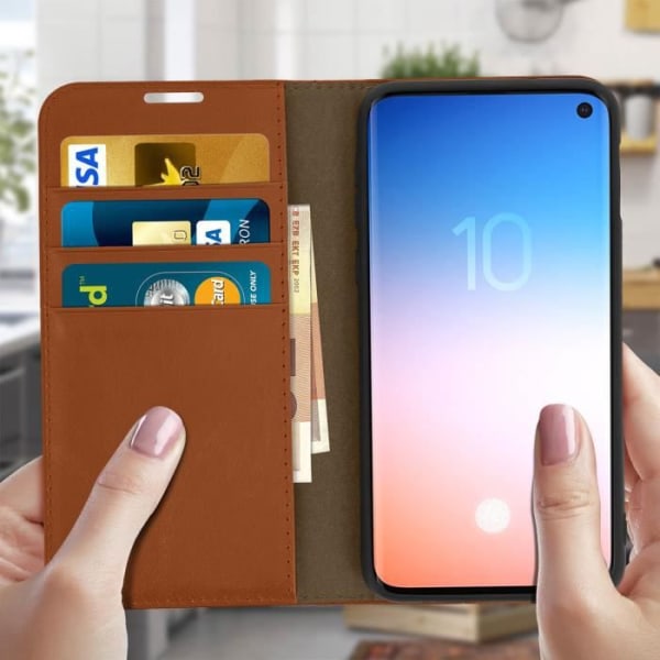 Kotelo - Samsung - Galaxy S10e - Aito nahka - Videotuki - Camel folio -kotelo Kamel