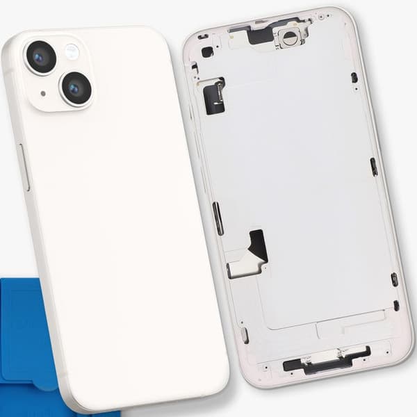 Helt chassi för iPhone 14 med baksida och kameralinser vit Vit