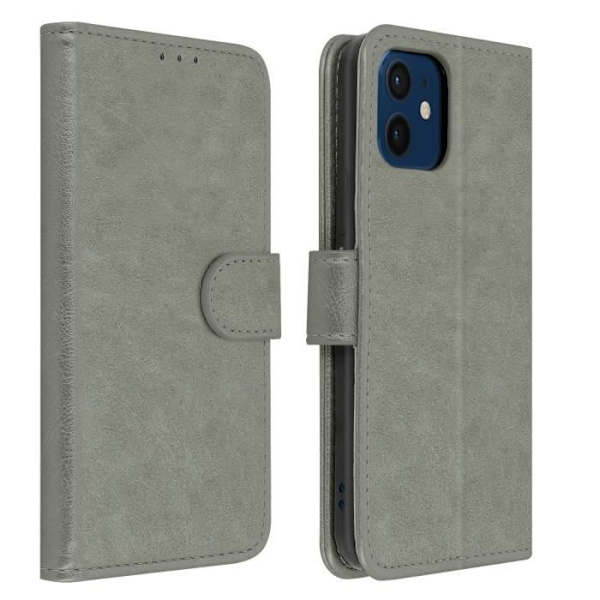 Skyddsfodral AVIZAR för Apple iPhone 12 / 12 Pro med kortfack och ställfunktion - Grå quiltad Grå