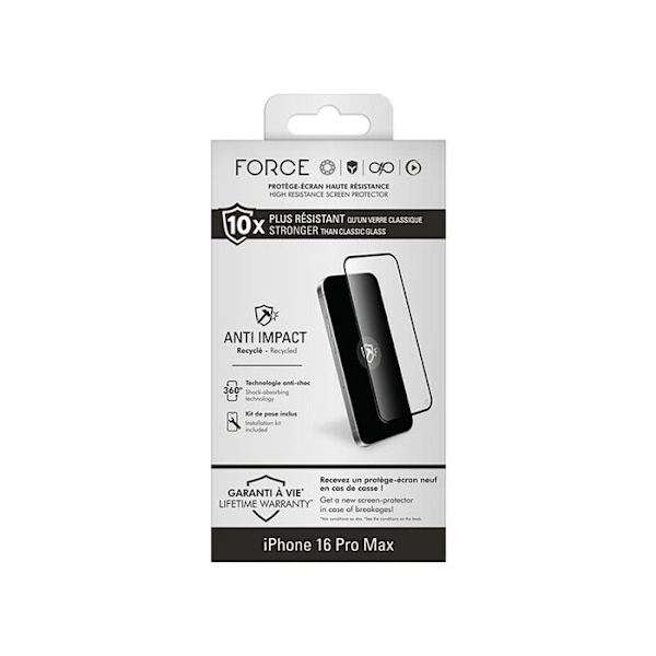 Forceglass 2.5D Anti-impact skärmskydd för iPhone 16 Pro Max Transparent Transparent