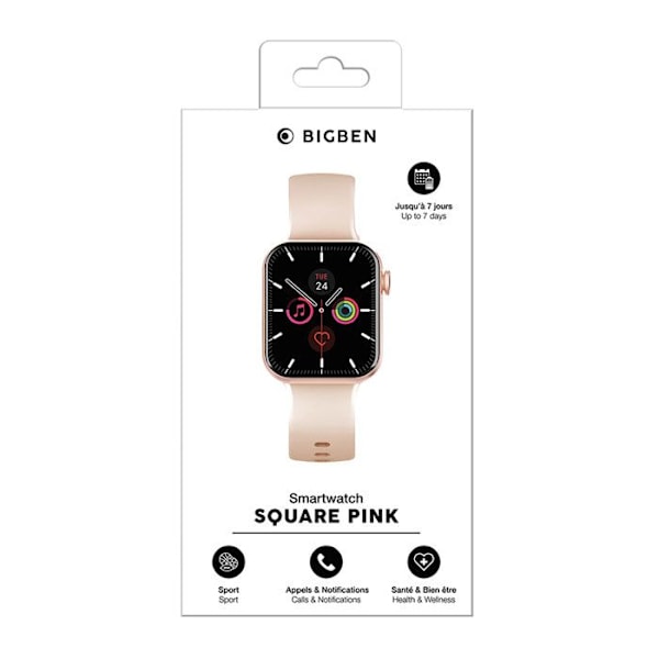 Montre Connectée Carrée Bluetooth Autonomie 7 dagar Vattentålighet IP67 BigBen Connected Rosa Rosa
