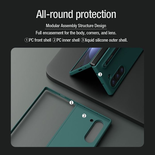Siliconefodral för Galaxy Z Fold6 med plats för S Pen Nillkin Grön Grön
