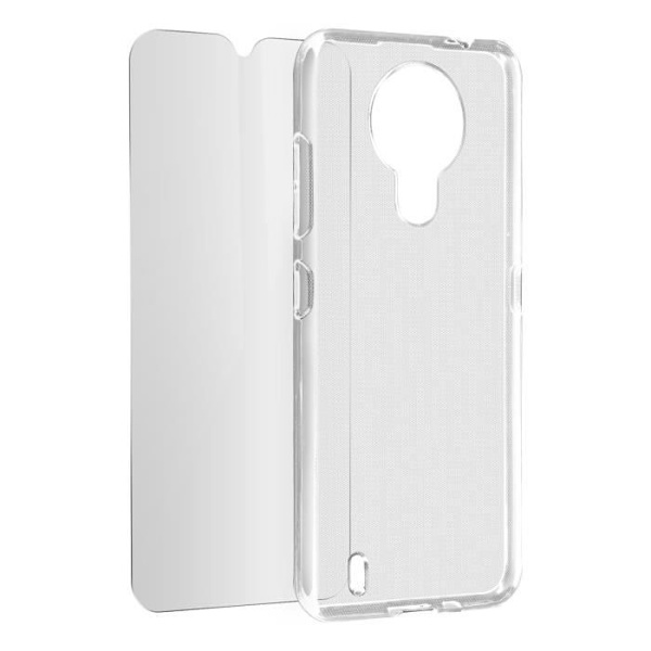 Nokia 1.4 Soft Case ja 9H Tempered Glass Film - läpinäkyvä Vit