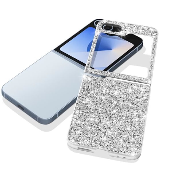 Glitter Case Samsung Z Flip 6 Hard Back Soft Contour Silver -puhelimelle Grå