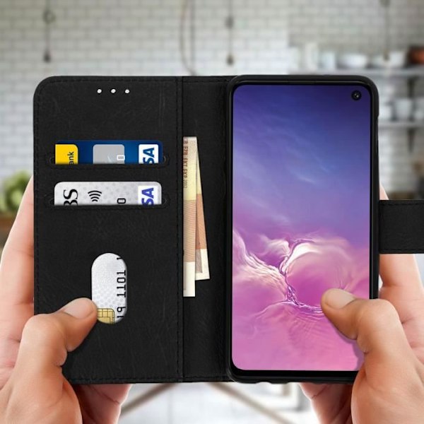 Hus för Samsung Galaxy S10e - AVIZAR - Plånboksfodral - Silikongel - Videostöd - Magnetisk Svart