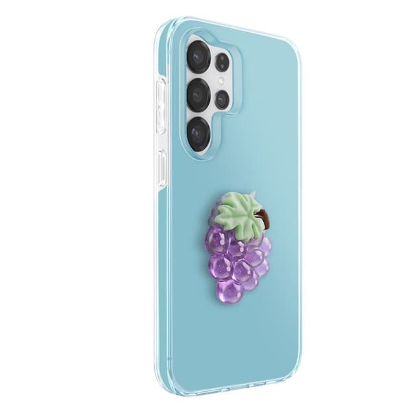 Skydd för Galaxy S25 Ultra med 3D-reliefmönster av druvor och upphöjd blå kant Blå