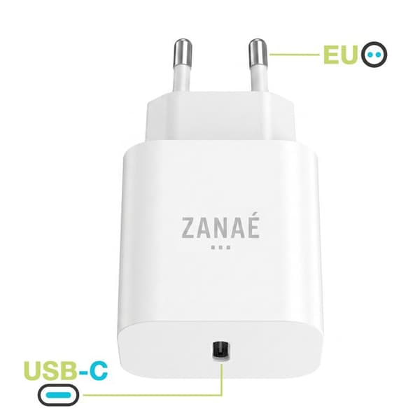 USB-C oplader til iPhone og iPad med USB-C Lightning hurtig opladningskabel Zanaé Hvid Vit