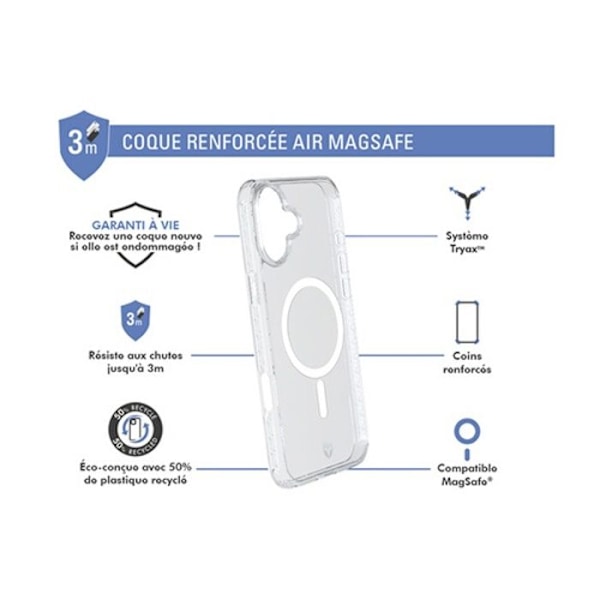 Forcecase MagSafe-kompatibelt förstärkt fodral för iPhone 16 Plus Transparent