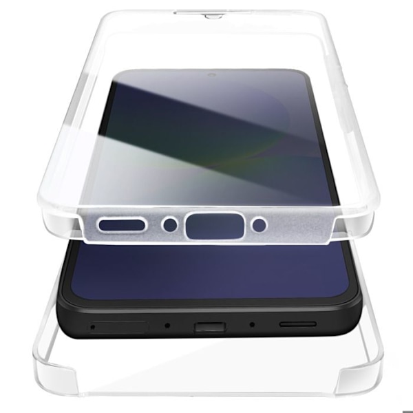 Heltäckande skal för Samsung A36 med upphöjd kamera och transparent design Vit