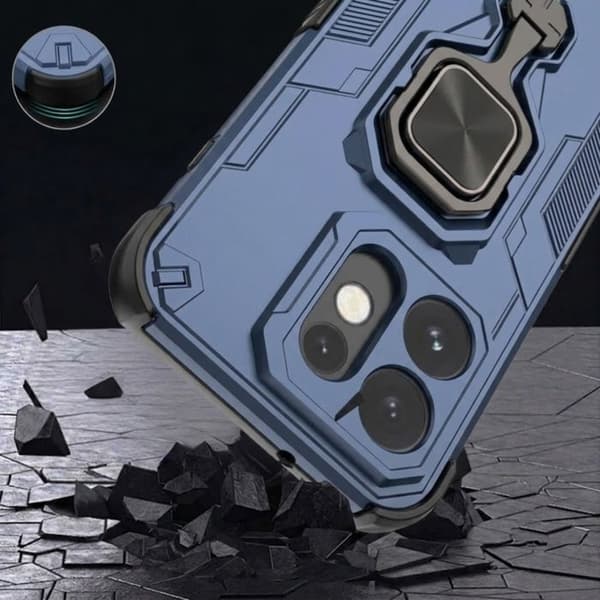 Stødabsorberende cover til Oppo Reno 16 med magnetisk ringestøtte i natblå Blå