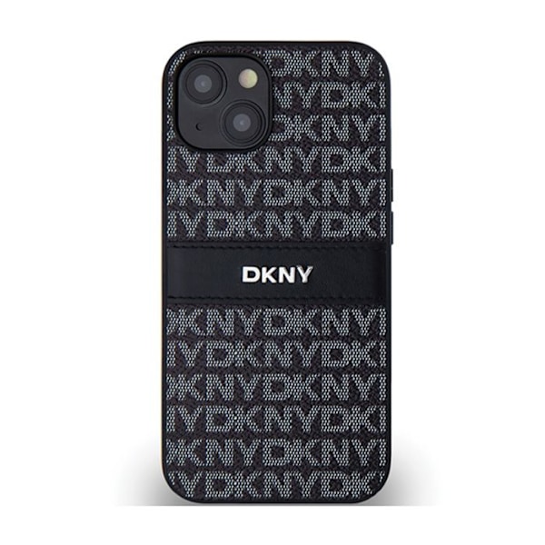 DKNY Læder Mono Stripe & Metal Logo - Etui til iPhone 15 Plus / 14 Plus (sort)