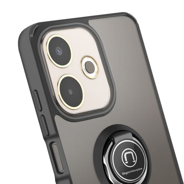Coque Ring - AVIZAR - Oppo A5 Pro - Sort - 360° Rotationsring - Magnetisk Fastgørelse Svart