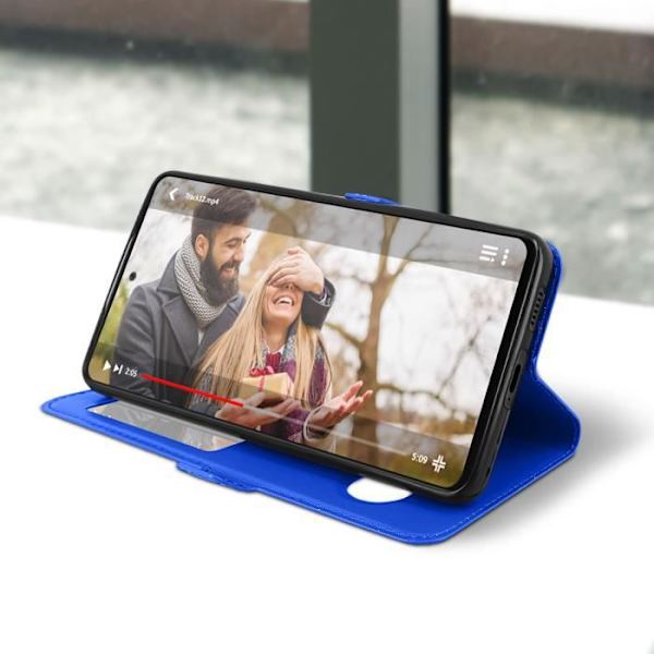 AVIZAR Samsung Galaxy S22 -kotelo - Sininen - Kaksoisikkuna - Videotuki blå