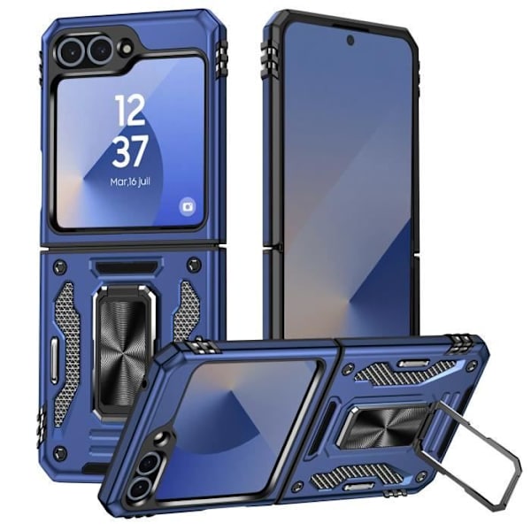 Fodral till Samsung Galaxy Z Flip 6 Stötsäkert med ringstöd midnattsblå - AVIZAR - Stel - Syntet - Blandad Blå