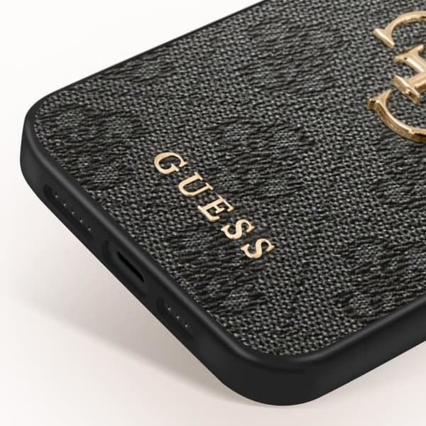 Coque til iPhone 15 Præcise Udsparinger og Hævede Kanter Guess Sort Svart