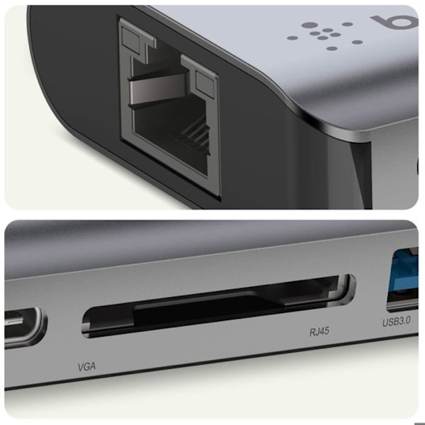 HUB USB-C till HDMI 4K USB Ethernet USB-C Power Delivery 100W Belkin Silver