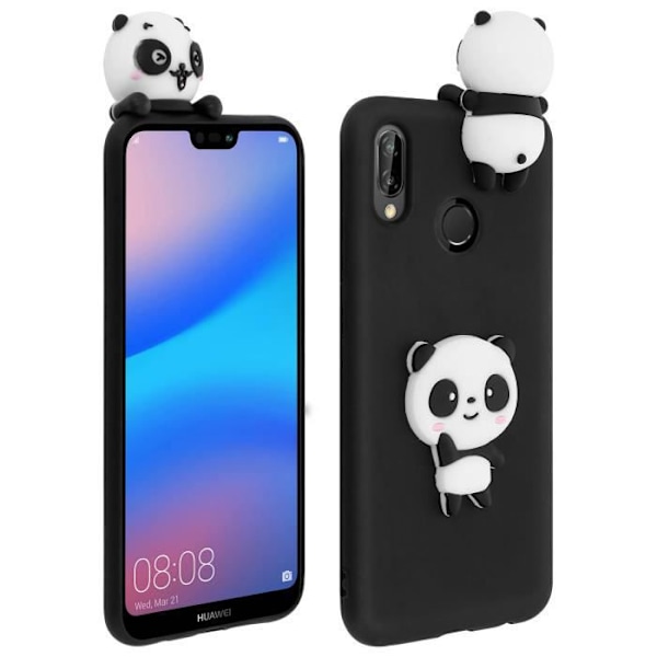 Coque - Huawei - P20 Lite - Design Panda 3D - Blød - Silikone Gel - Sort Svart