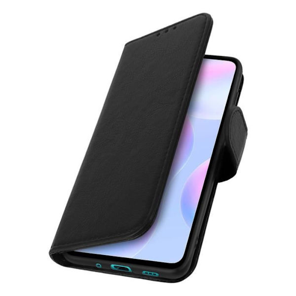 Fodral för Xiaomi Redmi 9A - AVIZAR - Skyddshölje med kortfack och videostöd - Svart Svart