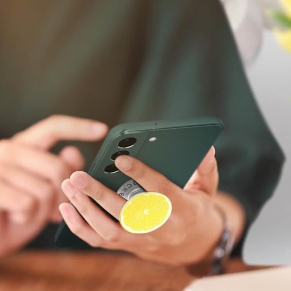 Tillbehör för smartphone - POPSOCKETS - PopGrip - Citrondesign - Fällbar - Videostöd Gul