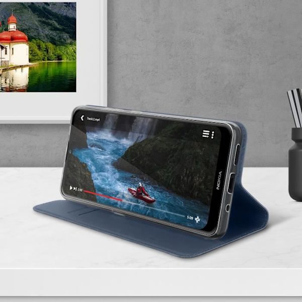 Skal - DUX DUCIS - Nokia 2.4 - Eco-läder - Videostöd - Korthållare Blå