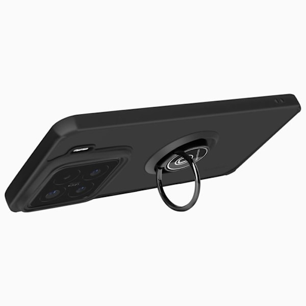 Cover til Xiaomi 15, magnetisk ring, gennemsigtig bagside, sort Svart