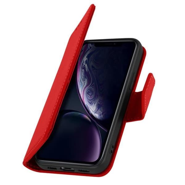 Apple iPhone XR Nahkakotelo Korttipidike Premium Tuki Punainen