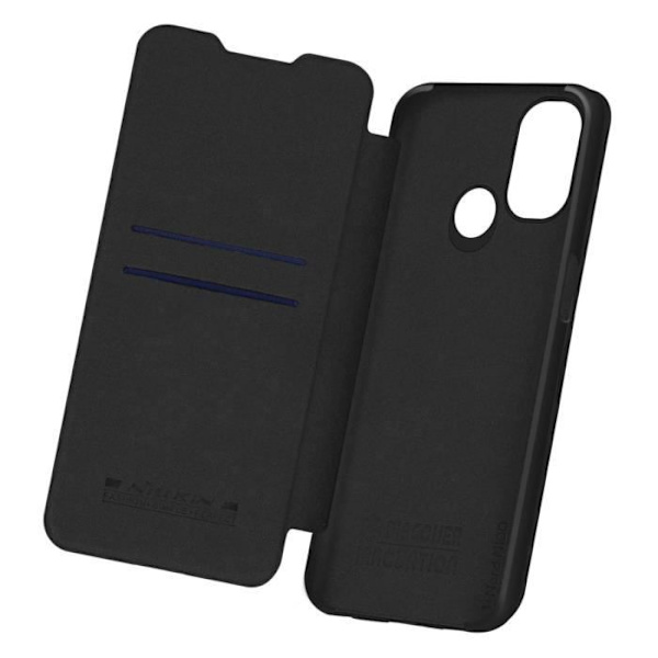 Kansi OnePlus Nord N100 Folio Case korttikotelo aitoa nahkaa Qin Nillkin musta musta Svart