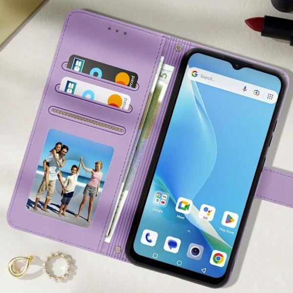 Kotelo Blackview Wave 6C:lle - AVIZAR - Kissakuvio - Lompakko ja teline - Laventeli Lila